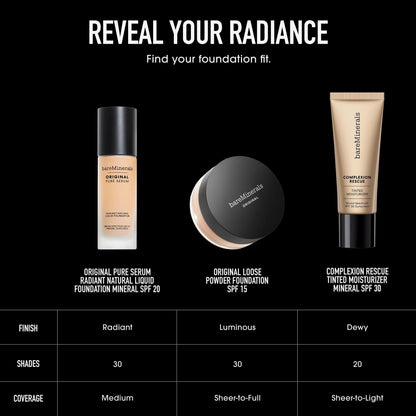 ORIGINAL Pure Serum Radiant Natural Liquid Foundation Mineral SPF 20